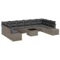 Preview: 10-teiliges Garten Sofa Set mit Kissen Schwarzes Poly Rattan