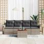 Preview: 5-teiliges Gartensofa Set mit Kissen Grau Poly Rattan Akazie