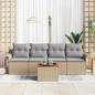Preview: ARDEBO.de - 5-teiliges Garten-Sofaset mit Kissen Beige Poly Rattan Akazie