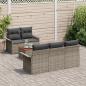 Preview: 6-teiliges Garten Sofa Set mit Kissen Grau Poly Rattan Akazie