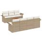 Preview: 8-teiliges Garten-Sofa-Set mit Kissen Beige Poly Rattan Akazie