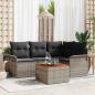 Preview: ARDEBO.de - 5-teiliges Garten Sofa Set mit Kissen Grau Poly Rattan Akazie