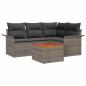 Preview: 5-teiliges Garten Sofa Set mit Kissen Grau Poly Rattan Akazie