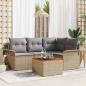 Preview: ARDEBO.de - 5-teiliges Garten-Sofa-Set mit Kissen Beige Poly-Rattan Akazie