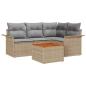 Preview: 5-teiliges Garten-Sofa-Set mit Kissen Beige Poly-Rattan Akazie