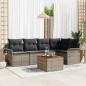 Preview: ARDEBO.de - 6-teiliges Garten-Sofa-Set mit Kissen Grau Poly-Rattan Akazie