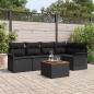 Preview: ARDEBO.de - 6-teiliges Garten-Sofa-Set mit Kissen Schwarz Poly Rattan Akazie