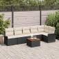 Preview: ARDEBO.de - 7-teiliges Garten Sofa Set mit Kissen Schwarz Poly-Rattan Akazie