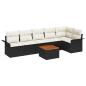 Preview: 7-teiliges Garten Sofa Set mit Kissen Schwarz Poly-Rattan Akazie