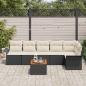 Preview: 7-teiliges Garten Sofa Set mit Kissen Schwarz Poly-Rattan Akazie