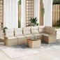 Preview: ARDEBO.de - 7-teiliges Garten Sofaset mit Kissen Beige Poly Rattan Akazie