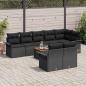 Preview: 9-teiliges Garten-Sofa-Set mit Kissen Schwarz Poly-Rattan Akazie