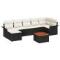 Preview: 8-teiliges Garten-Sofa-Set mit Kissen Schwarz Poly Rattan Akazie