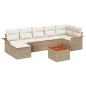 Preview: ARDEBO.de - 8-teiliges Garten-Sofa-Set mit Kissen Beige Poly-Rattan Akazie