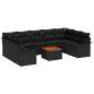 Preview: 10-teiliges Garten Sofa Set mit Kissen Schwarz Poly Rattan Akazie