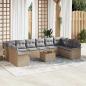 Preview: ARDEBO.de - Garten Sofa Set mit Kissen Beige Poly Rattan Akazie