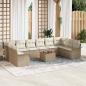 Preview: ARDEBO.de - 11-teiliges Garten Sofa Set mit Kissen Beige Poly Rattan Akazie