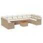Preview: 11-teiliges Garten Sofa Set mit Kissen Beige Poly Rattan Akazie