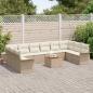 Preview: 11-teiliges Garten Sofa Set mit Kissen Beige Poly Rattan Akazie