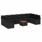 Preview: 11-teiliges Garten Sofa Set mit Kissen Schwarz Poly Rattan Akazie