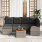 Preview: 7-teiliges Garten-Sofa-Set mit Kissen Grau Poly Rattan Akazie