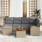 Preview: 7-teiliges Garten Sofa Set mit Kissen Beige Poly Rattan Akazie