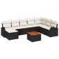 Preview: ARDEBO.de - 9-teiliges Garten-Sofa-Set mit Kissen Schwarz Poly Rattan Akazie