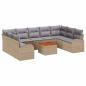 Preview: ARDEBO.de - 10-teiliges Garten Sofa Set mit Kissen Beige Poly Rattan Akazie
