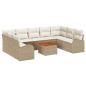 Preview: 10-teiliges Garten Sofa Set mit Kissen Beige Poly Rattan Akazienholz
