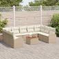 Preview: 10-teiliges Garten Sofa Set mit Kissen Beige Poly Rattan Akazienholz