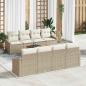 Preview: ARDEBO.de - 9-teiliges Garten-Sofa-Set mit Kissen Beige Poly Rattan Akazie