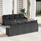 Preview: ARDEBO.de - 9-teiliges Garten-Sofa-Set mit Kissen Schwarz Poly Rattan Akazie