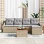 Preview: 6-teiliges Garten-Sofa-Set mit Kissen Beige Poly Rattan Akazie