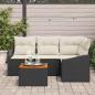 Preview: 5-teiliges Garten-Sofa-Set mit Kissen Schwarz Poly-Rattan Akazie