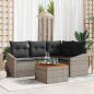 Preview: ARDEBO.de - 5-teilige Garten Sofa Set mit Kissen grau Poly Rattan Akazie
