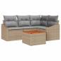 Preview: Gartensofa-set mit Kissen 5 pcs Beige Poly-Rattan