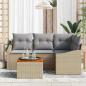 Preview: Gartensofa-set mit Kissen 5 pcs Beige Poly-Rattan
