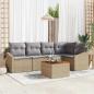 Preview: ARDEBO.de - 6-teiliges Garten-Sofa-Set mit Kissen Beige Poly Rattan Akazie