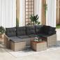 Preview: ARDEBO.de - 7-teiliges Garten-Sofa-Set mit Kissen Grau Poly-Rattan Akazie