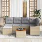 Preview: 7-teiliges Gartensofa-Set mit Kissen Beige Poly Rattan Akazie