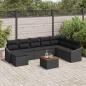 Preview: ARDEBO.de - 9-teiliges Garten Sofa Set mit Kissen Schwarz Poly Rattan Akazie