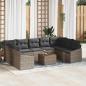 Preview: ARDEBO.de - 10-teiliges Garten-Sofa-Set mit Kissen Grau Poly-Rattan Akazie