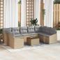 Preview: ARDEBO.de - 10-teiliges Garten-Sofa-Set mit Kissen Beige Poly-Rattan Akazie