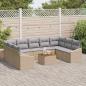 Preview: 10-teiliges Garten-Sofa-Set mit Kissen Beige Poly-Rattan Akazie