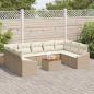 Preview: 10-teiliges Garten Sofa Set mit Kissen Beige Poly Rattan Akazie