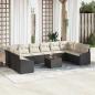 Preview: ARDEBO.de - 11-teiliges Garten Sofa Set mit Kissen Schwarz Poly Rattan Akazie