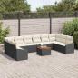 Preview: 11-teiliges Garten Sofa Set mit Kissen Schwarz Poly Rattan Akazie
