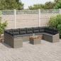 Preview: 11-teiliges Garten Sofa Set mit Kissen Grau Poly Rattan Akazie