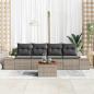Preview: 5-teiliges Garten Sofa Set mit Kissen Grau Poly Rattan Akazie