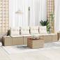 Preview: ARDEBO.de - 5-teiliges Garten Sofa Set mit Kissen Beige Poly Rattan Akazie